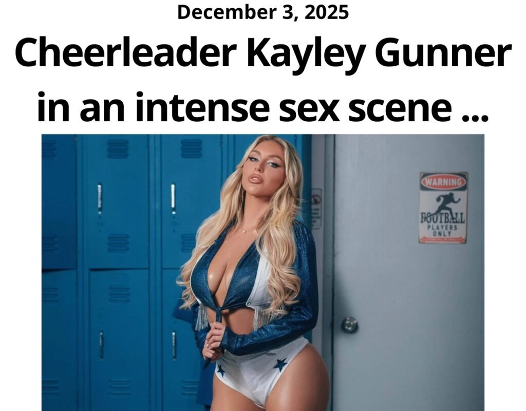 Cheerleader Kayley Gunner in an intense sex scene on Brazzers